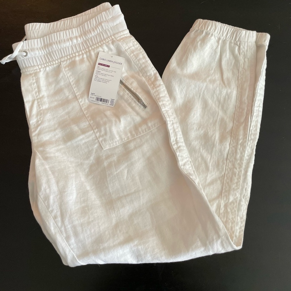 NWT Athleta Cabo Linen Jogger 14T White